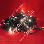 Электрогирлянда уличная LED100GS на черном проводе 100 тепло-белых светодиодных ламп